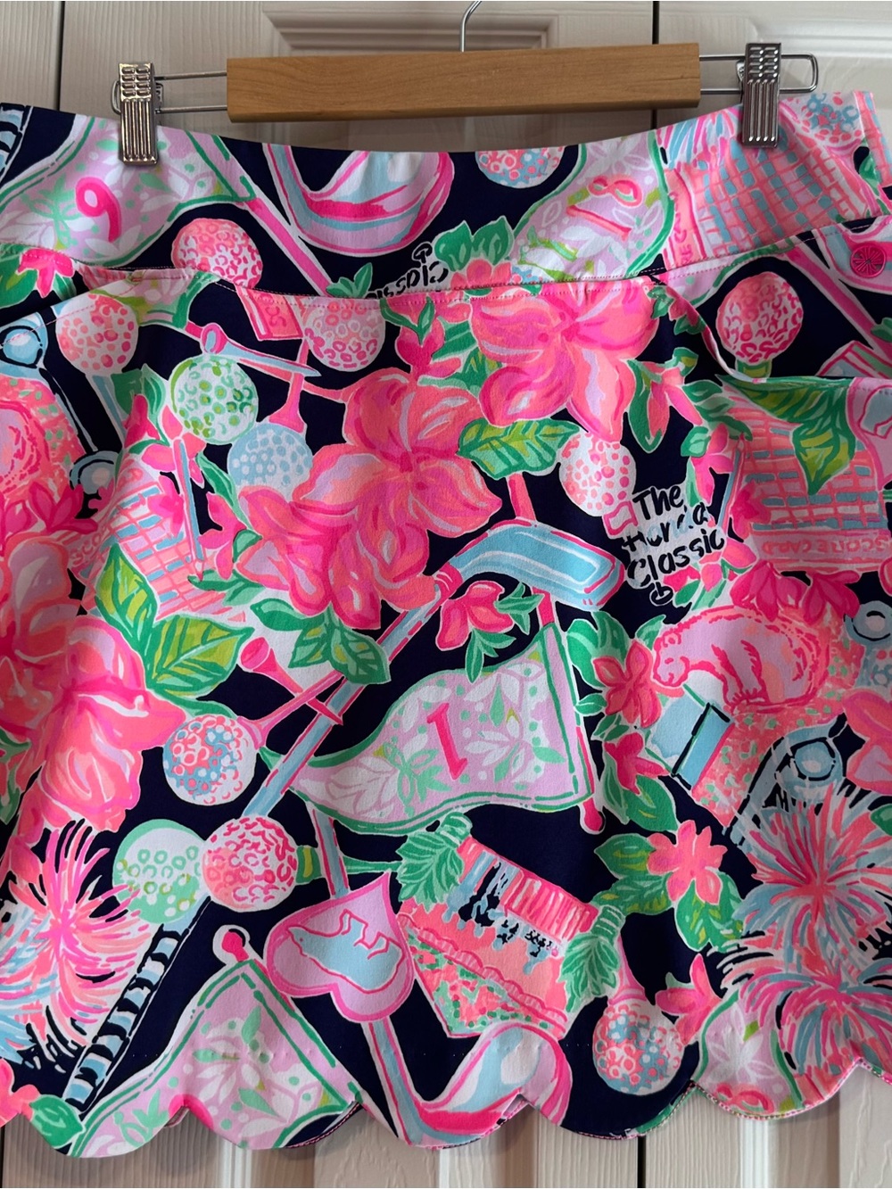 EUC LILLY PULITZER Monica Skort Size 14 UPF 50+ HIGH TIDE NAVY CLASSIC GOLF